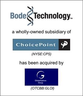 Bode Technology Acquired from ChoicePoint by GlobalOptions Group
