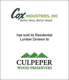 Genesis Capital Announces Family-Owned Cox Industries Sold its Residential Lumber Division to Culpeper Wood Preservers