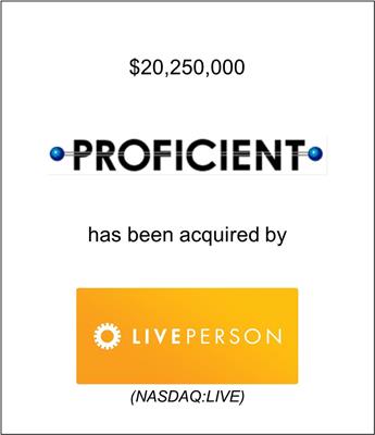 Proficient Systems, Inc. Acquired by LivePerson, Inc. (Nasdaq: LPSN)