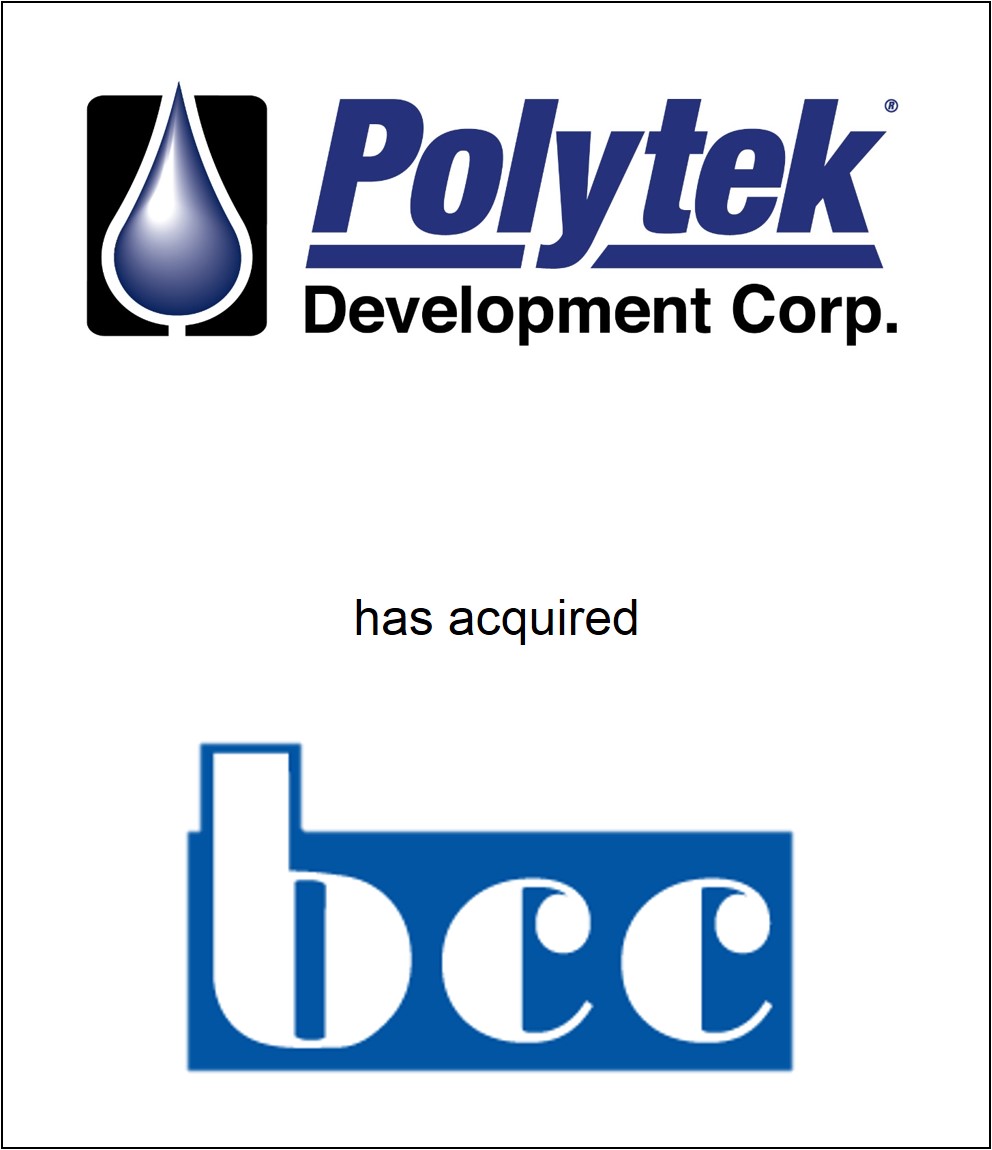 Genesis Capital Advises Polytek Development Corp. on its Acquisition of BCC Products, Inc.